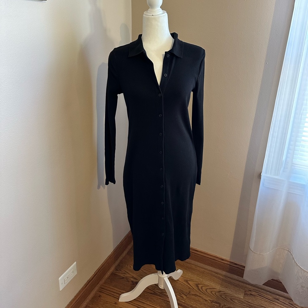 GAP Ribbed Polo Midi Dress